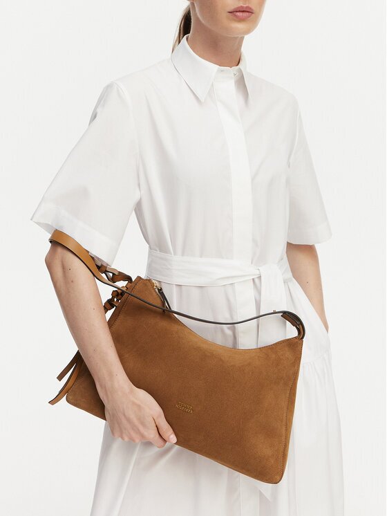 Tommy Hilfiger Дамска чанта Th Statement Shoulder Bag Suede AW0AW18824