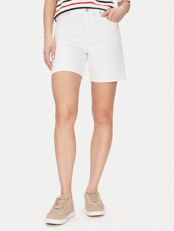 Tommy Hilfiger Дънкови шорти Dnm Straight Short Rw White WW0WW45924 Regular Fit