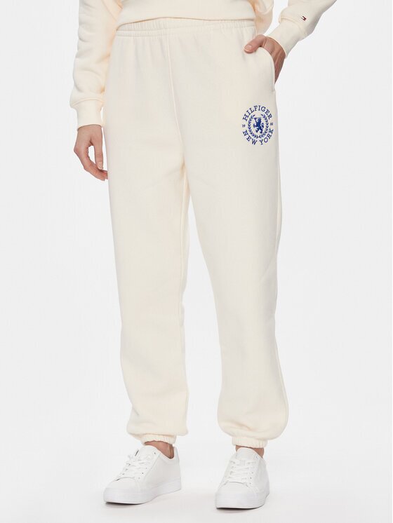 Tommy Hilfiger Долнище анцуг Crest Sweat Pant WW0WW40601 Екрю Regular Fit
