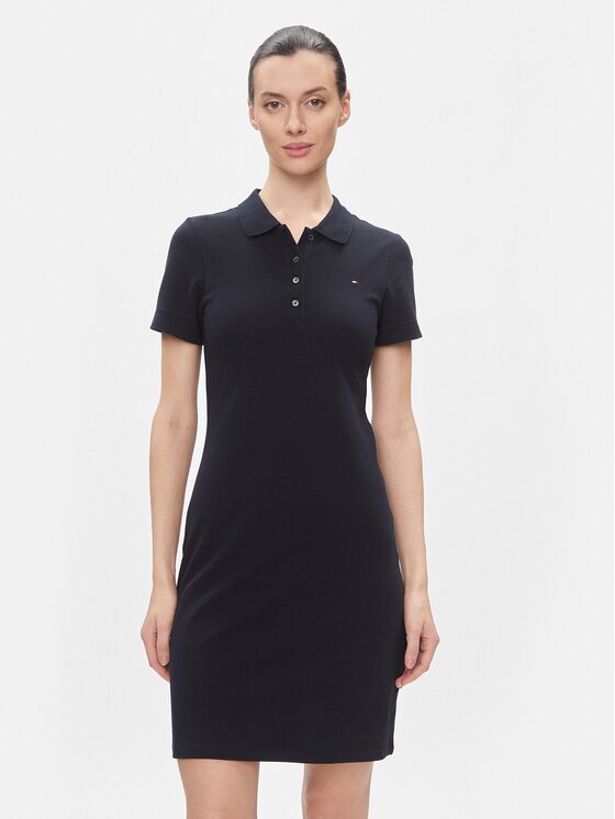 Tommy Hilfiger Ежедневна рокля 1985 Slim Pique Polo Dress Ss WW0WW42048 Slim Fit