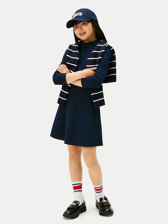 Tommy Hilfiger Ежедневна рокля Essential Skater KG0KG08790 S Тъмносин Regular Fit