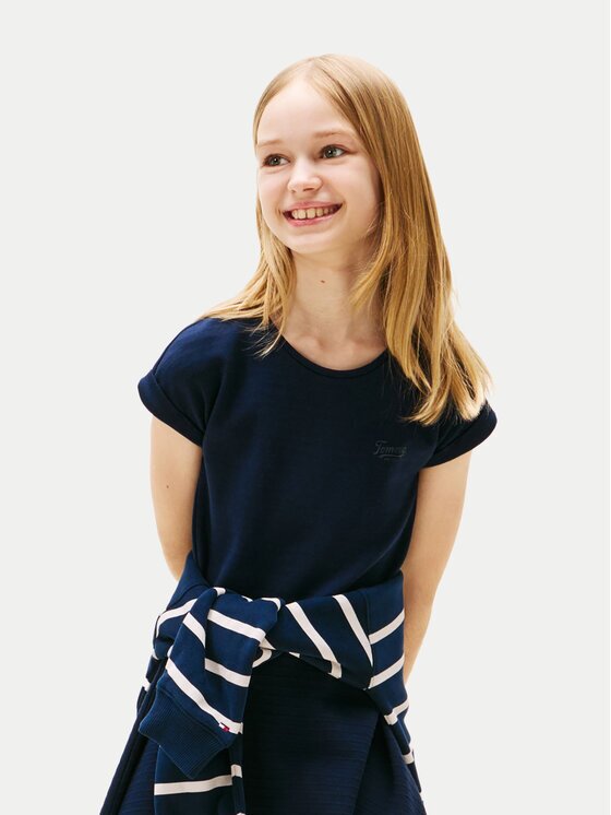 Tommy Hilfiger Ежедневна рокля Spacer KG0KG08706 S Тъмносин Regular Fit