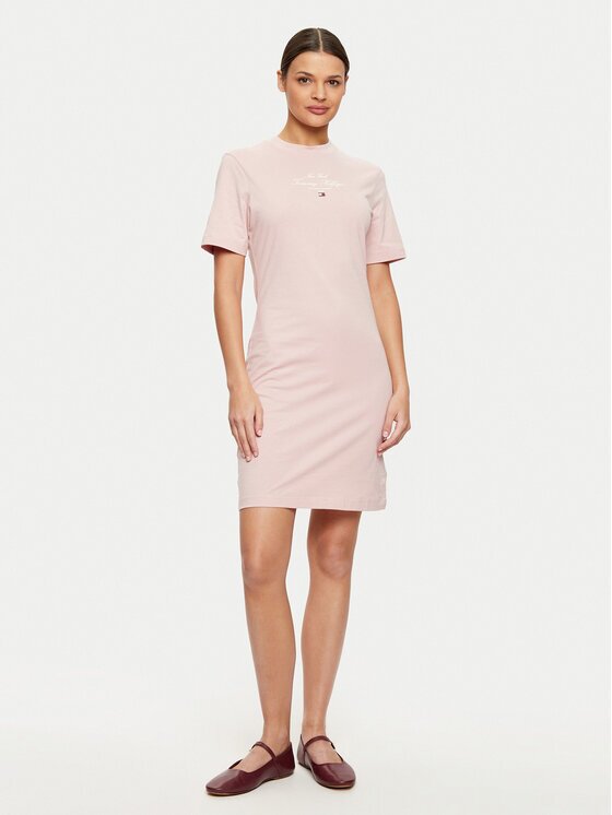 Tommy Hilfiger Ежедневна рокля Short Sleeve Short Dress WW0WW43830 Slim Fit