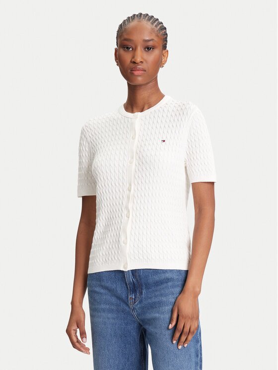 Tommy Hilfiger Кардиган WW0WW45707 Екрю Slim Fit