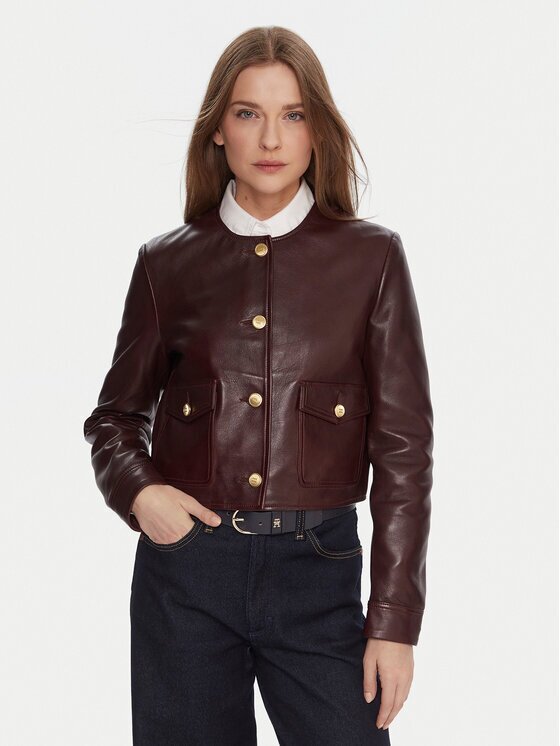 Tommy Hilfiger Кожено яке WW0WW46861 Regular Fit