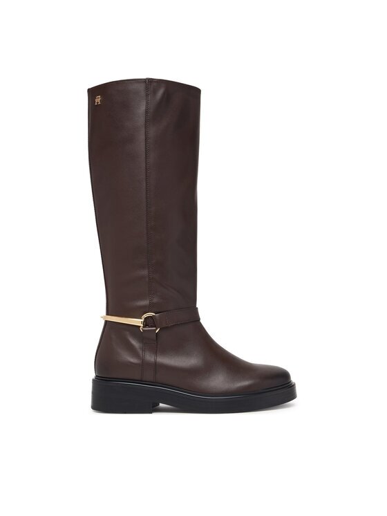 Tommy Hilfiger Офицерки Th Stud Leather Knee Riding Boot FW0FW09608