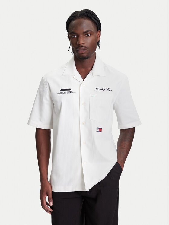 Tommy Hilfiger Риза F1 Movie Mechanics MW0MW41476 Екрю Boxy Fit