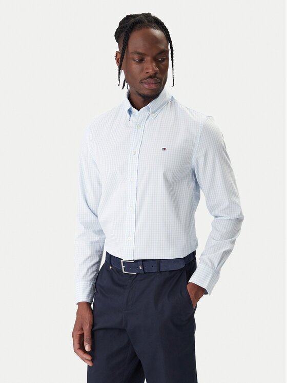 Tommy Hilfiger Риза Gingham MW0MW41713 Светлосиньо Regular Fit