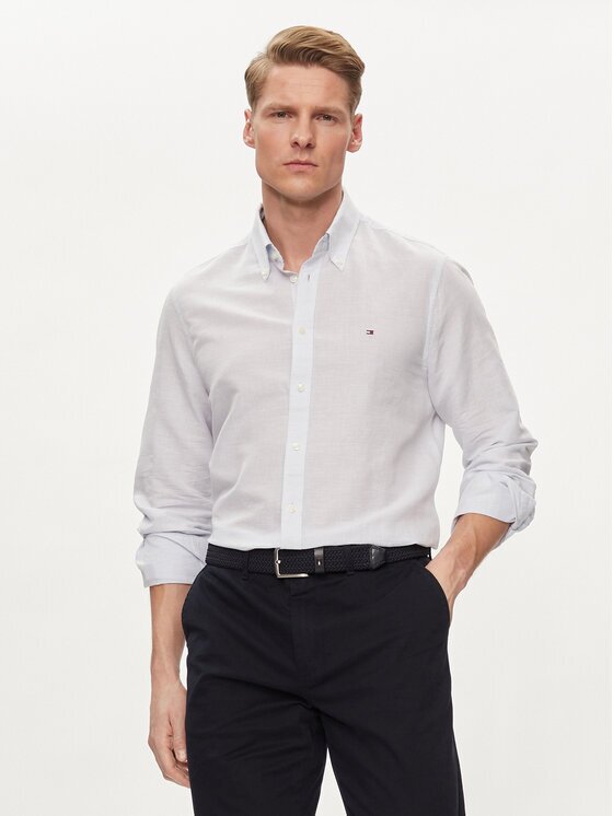 Tommy Hilfiger Риза MW0MW34632 Светлосиньо Slim Fit