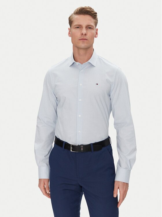 Tommy Hilfiger Риза MW0MW38961 Светлосиньо Slim Fit