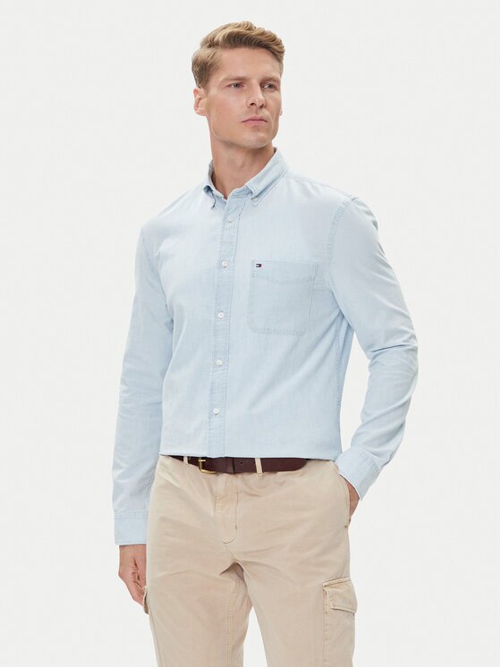 Tommy Hilfiger Риза MW0MW39431 Светлосиньо Regular Fit