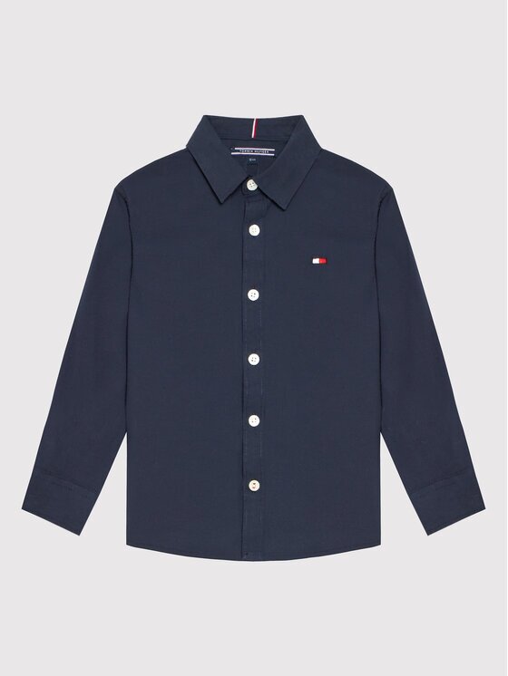 Tommy Hilfiger Риза Solid Poplin KB0KB06965 D Тъмносин Slim Fit