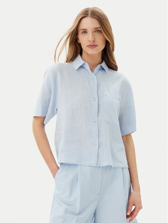 Tommy Hilfiger Риза WW0WW44720 Светлосиньо Relaxed Fit
