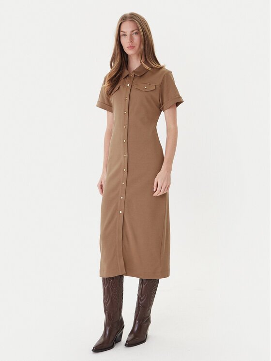 Tommy Hilfiger Рокля тип риза Gold Button WW0WW44617 Regular Fit