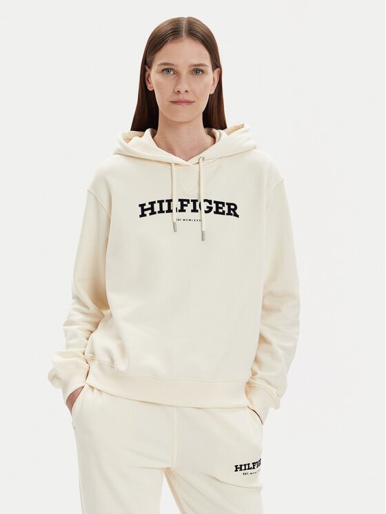 Tommy Hilfiger Суитшърт Monotype Flock WW0WW41236 Екрю Relaxed Fit