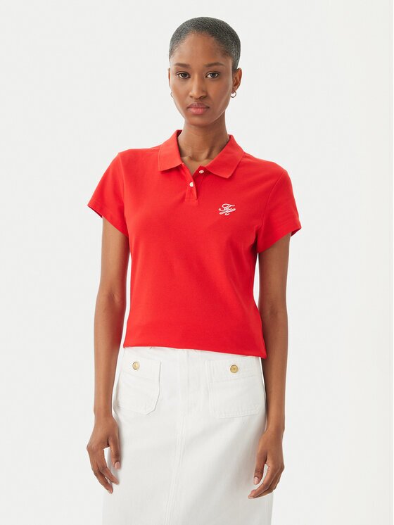 Tommy Hilfiger Тениска с яка и копчета 1985 Logo WW0WW49259 Slim Fit