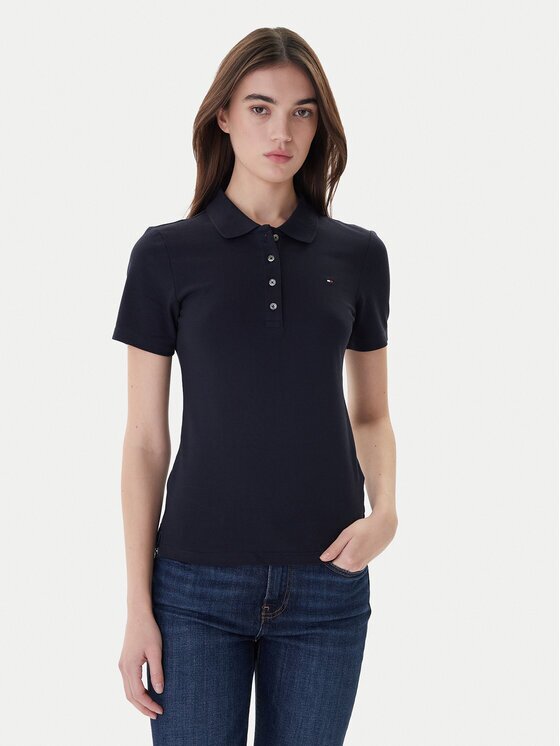 Tommy Hilfiger Тениска с яка и копчета 1985 WW0WW42047 Slim Fit