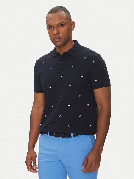 Tommy Hilfiger Тениска с яка и копчета Critter MW0MW39044 Regular Fit