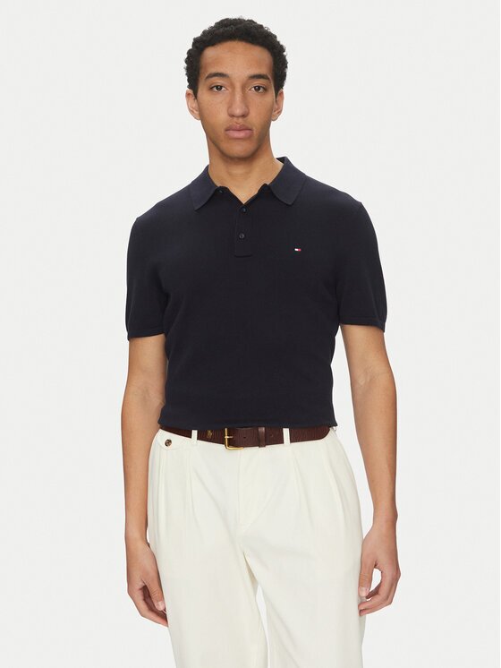 Tommy Hilfiger Тениска с яка и копчета Essential MW0MW37396 Regular Fit