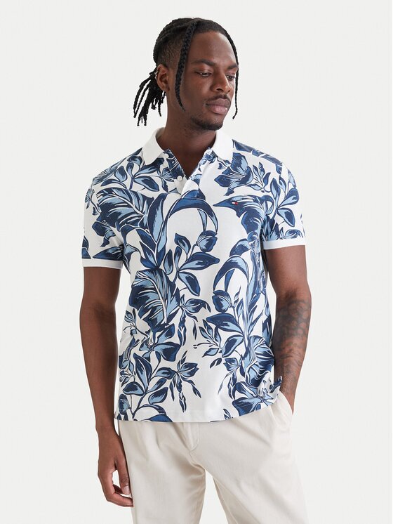 Tommy Hilfiger Тениска с яка и копчета Floral Aop MW0MW43125 Regular Fit