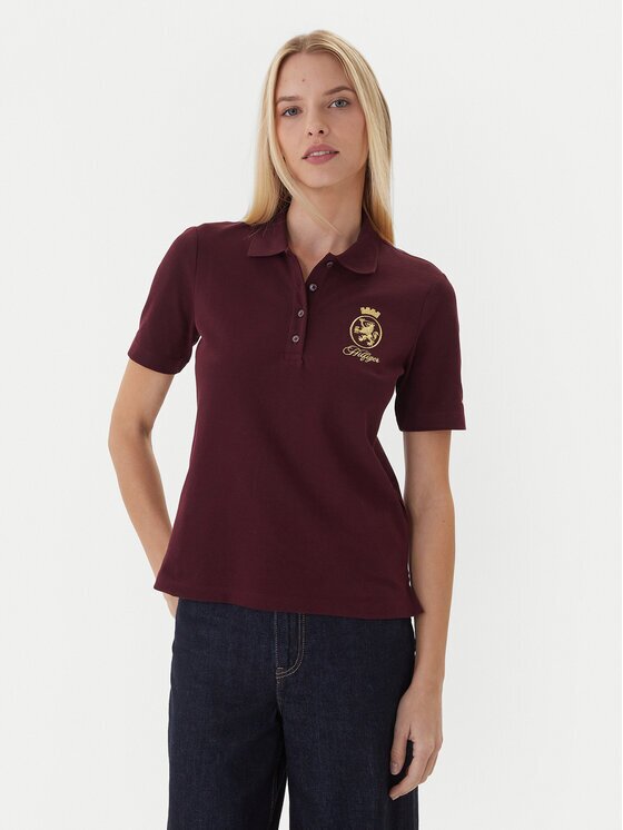 Tommy Hilfiger Тениска с яка и копчета Gold Crest WW0WW47315 Regular Fit