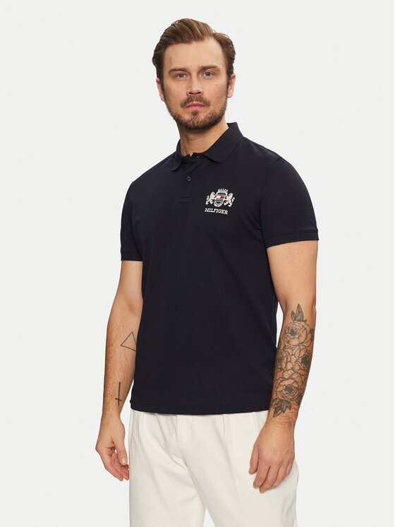 Tommy Hilfiger Тениска с яка и копчета Icon Graphic MW0MW37516 Regular Fit