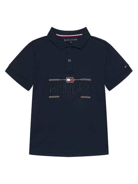 Tommy Hilfiger Тениска с яка и копчета Icons KB0KB10359 Екрю Regular Fit