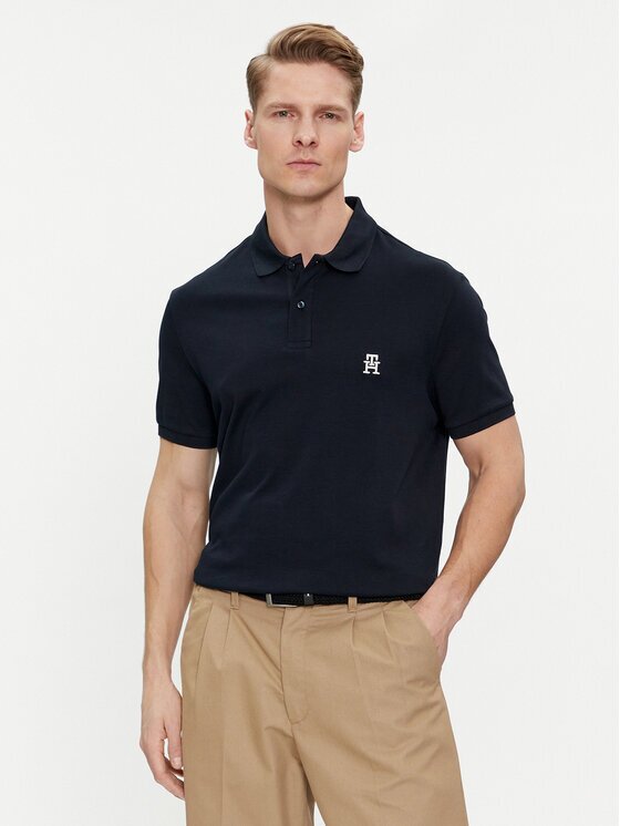 Tommy Hilfiger Тениска с яка и копчета Interlock MW0MW34783 Regular Fit