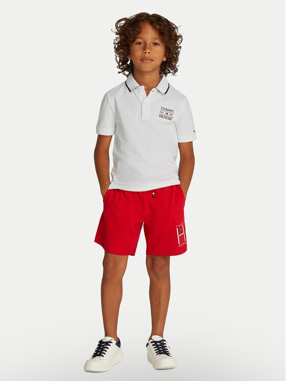 Tommy Hilfiger Тениска с яка и копчета KB0KB09524 D Бял Regular Fit