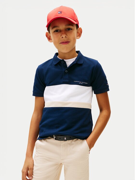 Tommy Hilfiger Тениска с яка и копчета KB0KB10383 Regular Fit