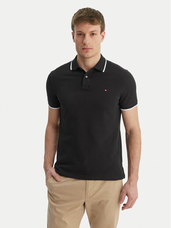 Tommy Hilfiger Тениска с яка и копчета Pique MW0MW42748 Regular Fit