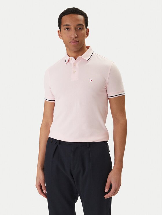 Tommy Hilfiger Тениска с яка и копчета Seasonal MW0MW39993 Slim Fit
