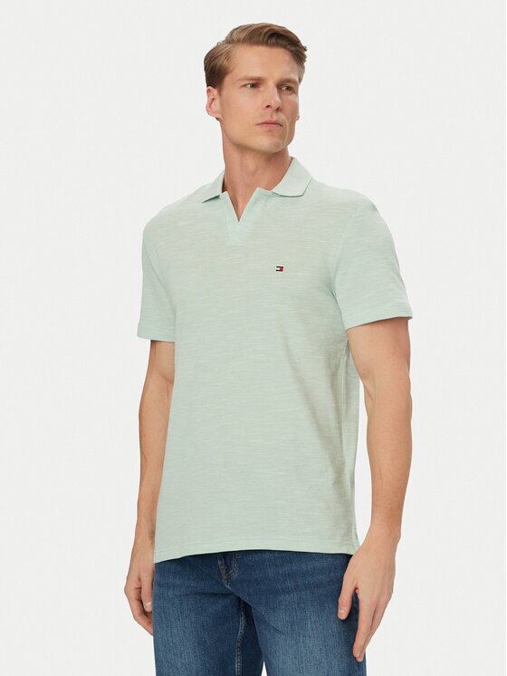 Tommy Hilfiger Тениска с яка и копчета Textured Oxford Pique MW0MW38482 Regular Fit