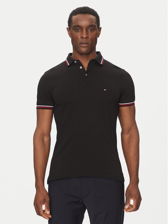 Tommy Hilfiger Тениска с яка и копчета Tipped MW0MW37346 Slim Fit