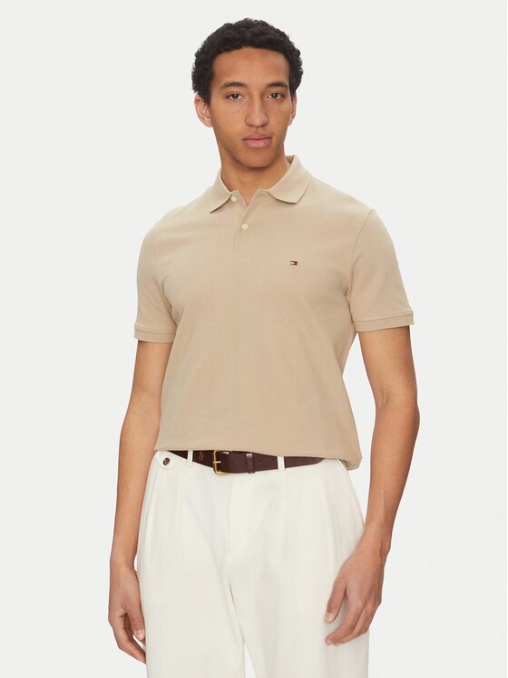 Tommy Hilfiger Тениска с яка и копчета Vertical MW0MW38951 Regular Fit