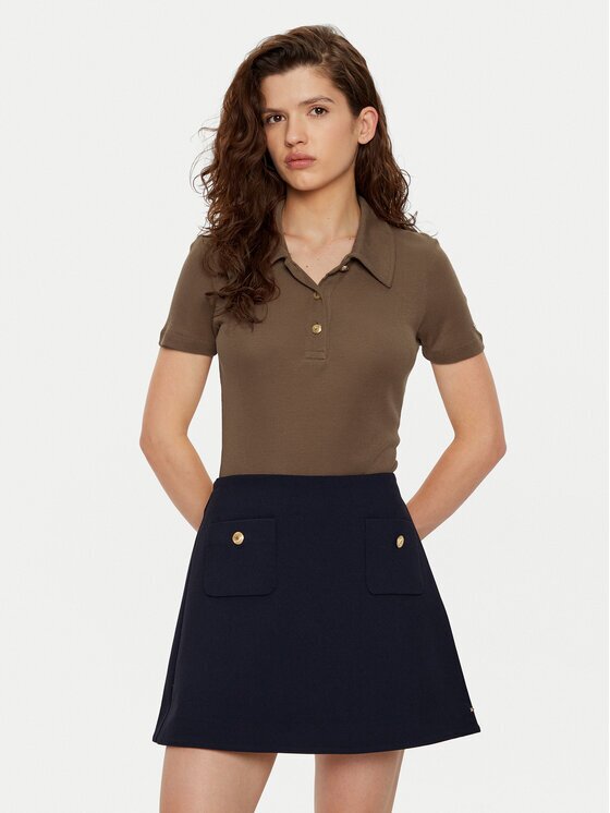 Tommy Hilfiger Тениска с яка и копчета WW0WW44446 Slim Fit