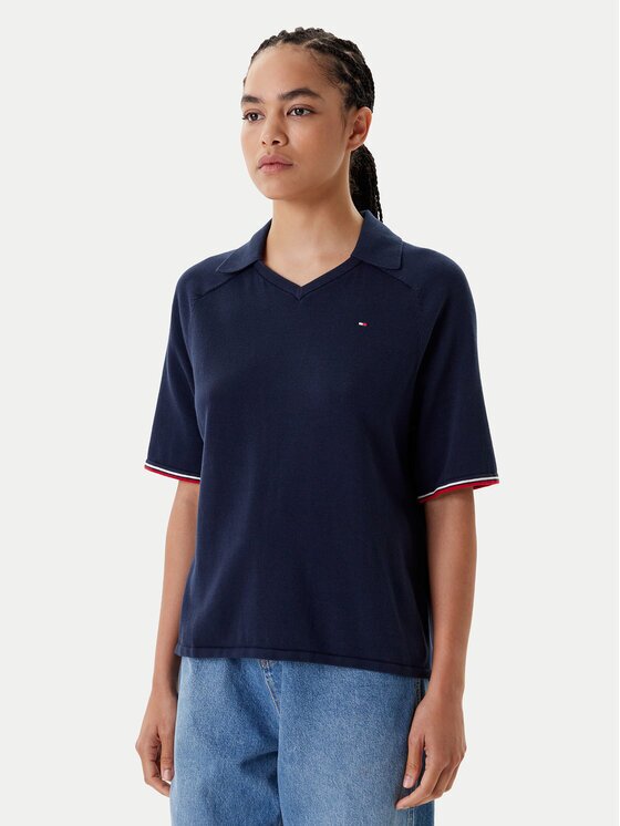 Tommy Hilfiger Тениска с яка и копчета WW0WW45694 Regular Fit