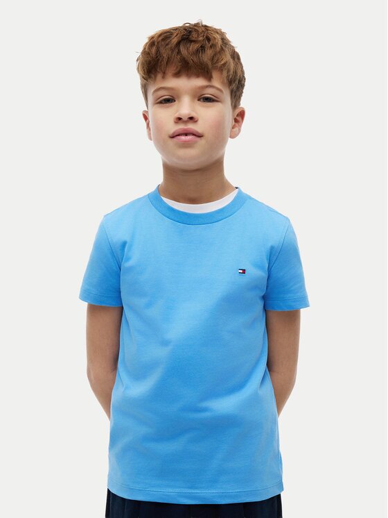 Tommy Hilfiger Тишърт Essential KB0KB06879 M Светлосин Regular Fit
