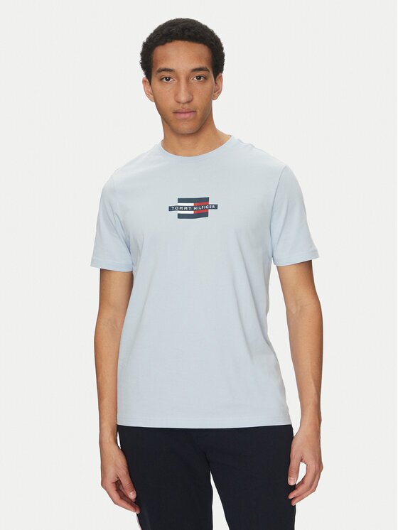 Tommy Hilfiger Тишърт Flag Box MW0MW38636 Светлосиньо Regular Fit