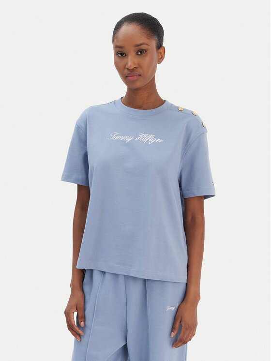 Tommy Hilfiger Тишърт Script WW0WW47819 Екрю Regular Fit