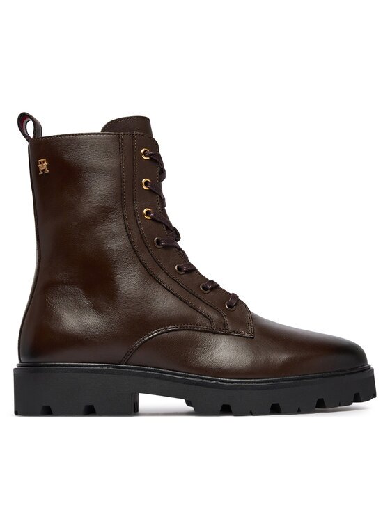 Tommy Hilfiger Зимни обувки TH Stud Leather Lace-Up Boot FW0FW09571