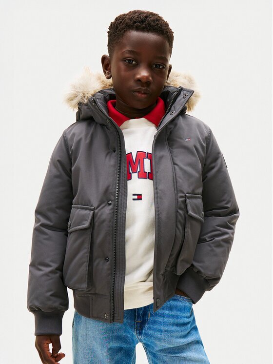 Tommy Hilfiger Зимно яке Hooded Fake Fur Bomber KB0KB09887 Regular Fit