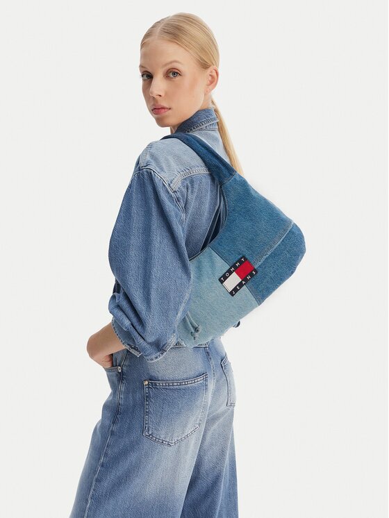 Tommy Jeans Дамска чанта Tjw Denim Patchwork Shoulder Bag AW0AW18471