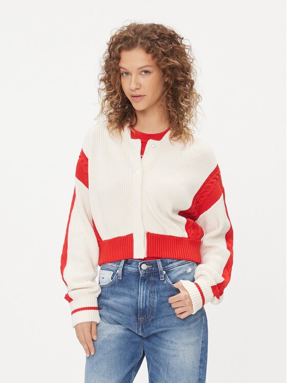 Tommy Jeans Кардиган Archive DW0DW15856 Екрю Regular Fit