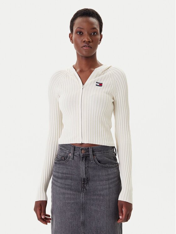 Tommy Jeans Кардиган DW0DW20974 Екрю Slim Fit