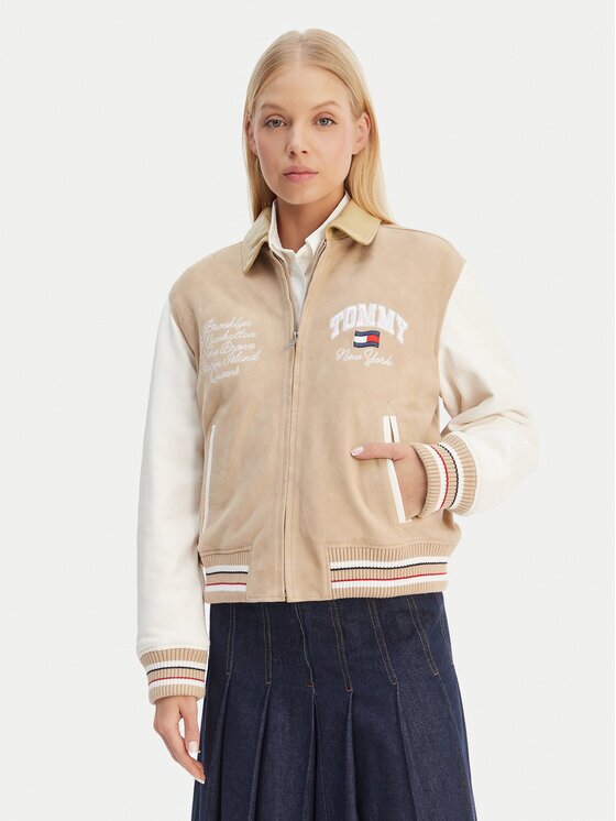 Tommy Jeans Кожено яке Suede Varsity DW0DW22769 Regular Fit