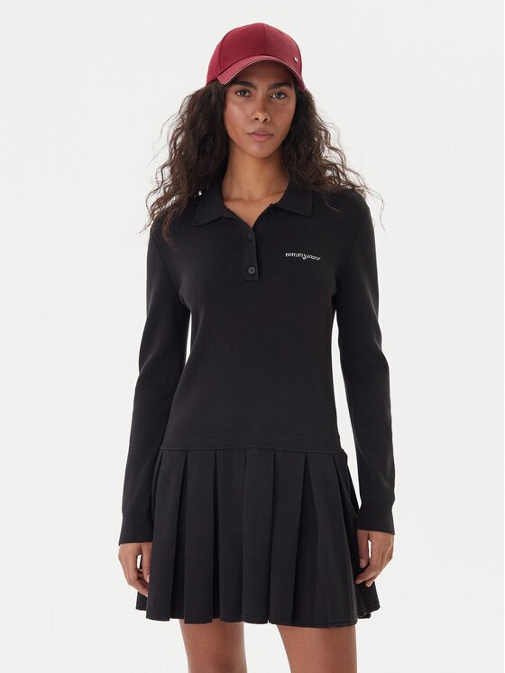 Tommy Jeans Плетена рокля Script DW0DW22464 Regular Fit
