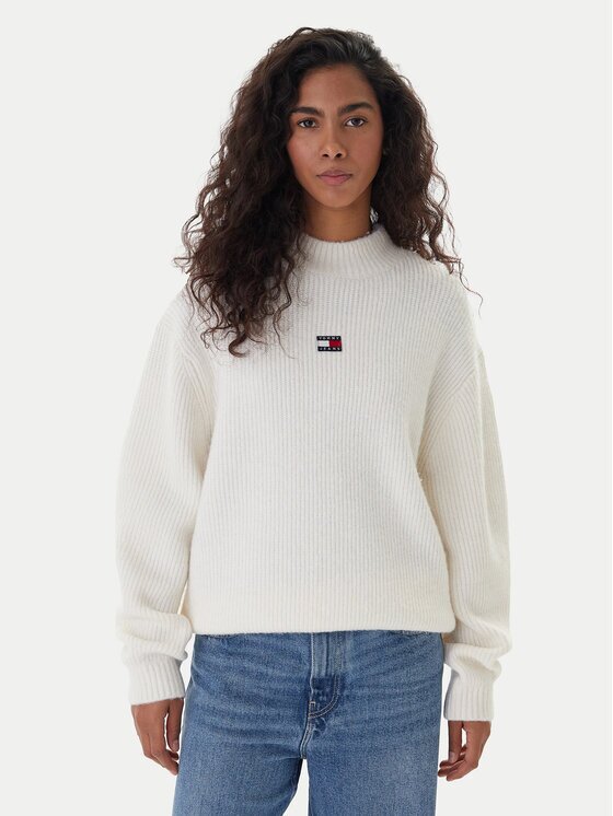 Tommy Jeans Поло Badge DW0DW22109 Екрю Relaxed Fit