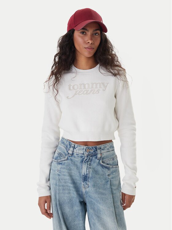 Tommy Jeans Пуловер Chenille DW0DW22028 Екрю Regular Fit