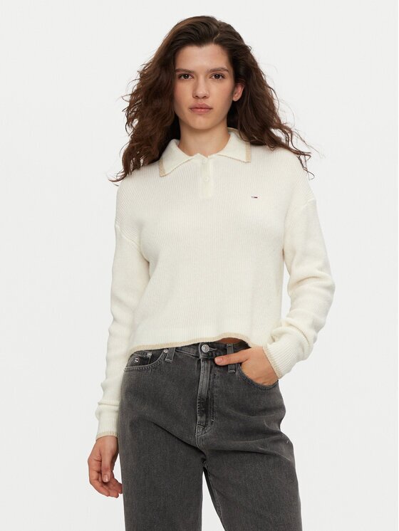 Tommy Jeans Пуловер DW0DW19833 Екрю Regular Fit